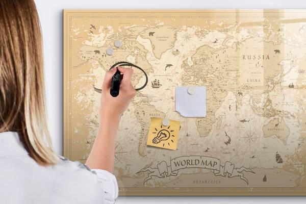 Memoboard Vintage Weltkarte 100 x 70 cm
