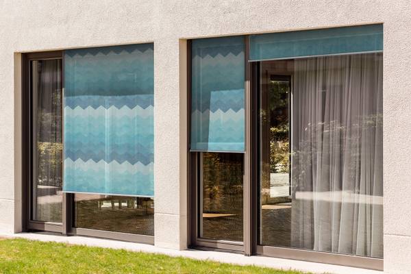 Außenrollo Linea Caeruleus Blau - Textil - 40 x 180 x 1 cm