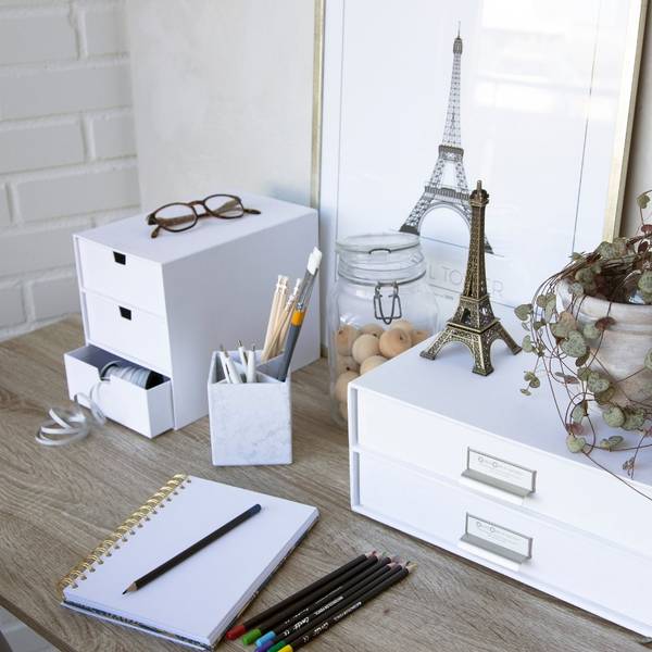 Schubladenbox 3 Fächer INGRID Weiß