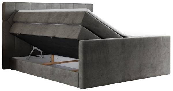 Boxspringbett KING EIGAR Grau - Breite: 200 cm - H4