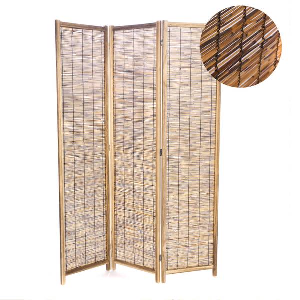 Raumteiler  Viva 3-tlg. Braun - Naturfaser - 120 x 170 x 2 cm