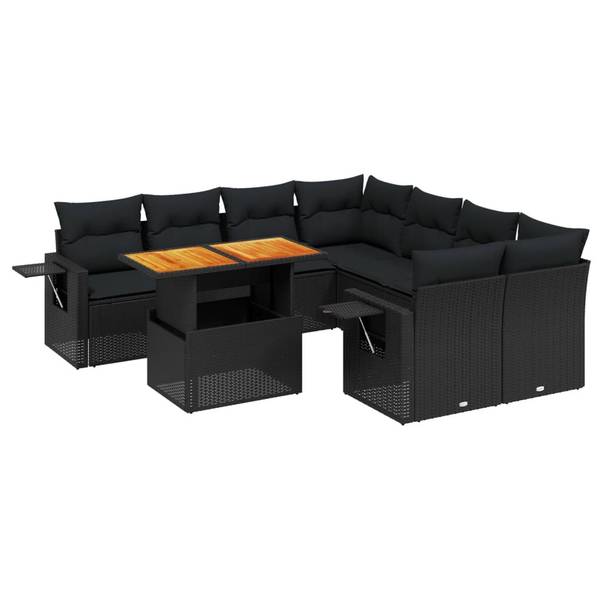 Garten-Lounge-Set 3037086-1 (9-teilig) Schwarz