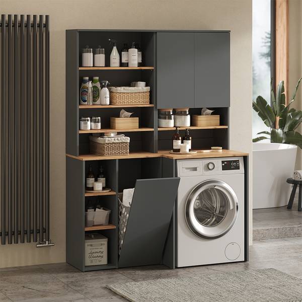 Badkamermeubel Viktor 55165 bruin - grijs - plaatmateriaal op houtbasis - 68 x 101 x 29 cm