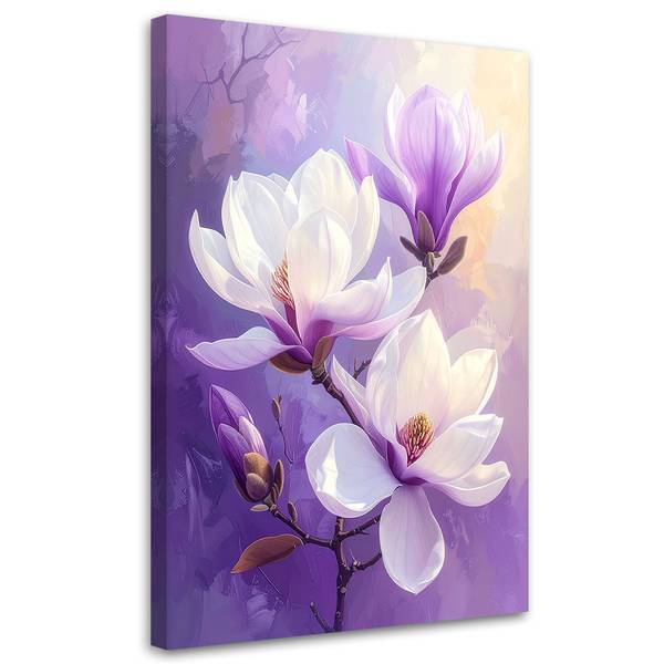Wandbild Blumen Violett - Polyester - 80 x 120 x 3 cm