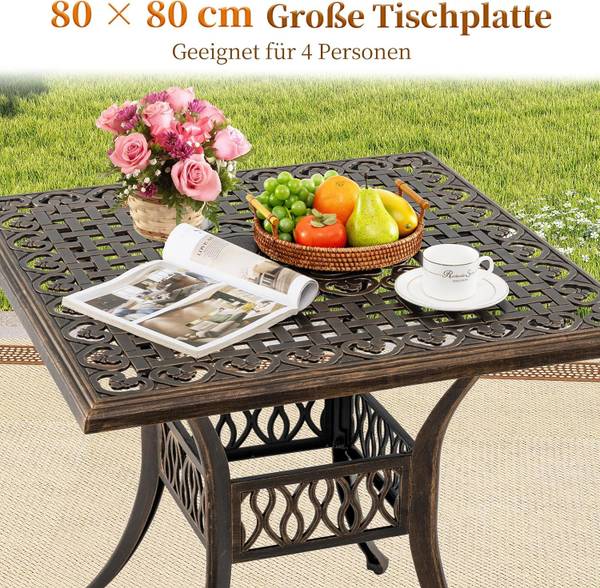 Gartentisch ZB34672OBDE Braun - Metall - 80 x 75 x 80 cm