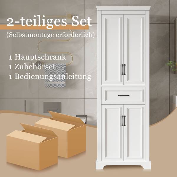 Badezimmerschrank Aphrodite Ⅲ Weiß - Holzwerkstoff - 40 x 180 x 60 cm