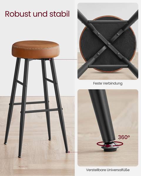 Barkrukken Brazzaville, set van 2 bruin - plaatmateriaal op houtbasis - 52 x 77 x 52 cm