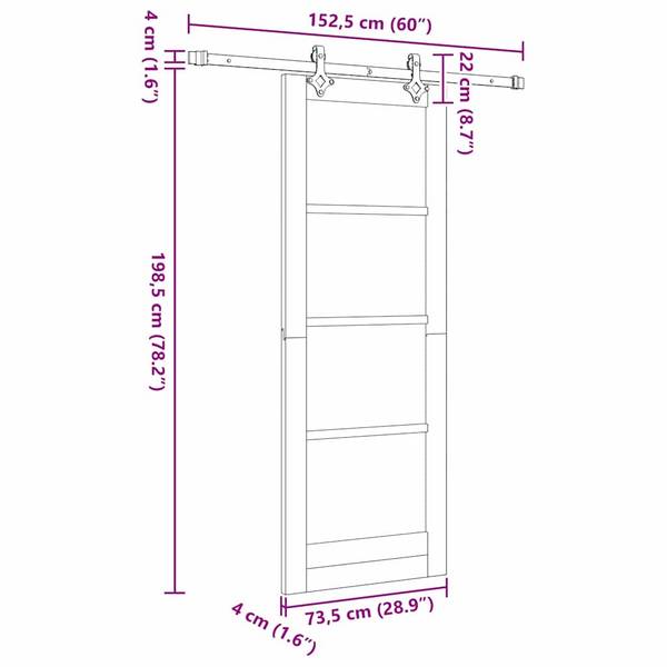 Schiebetür 3045044-1 Schwarz - Holz - 73 x 198 cm