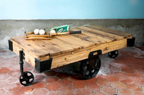 Couchtisch Wood Wagon Braun - Holz teilmassiv - 80 x 44 x 140 cm