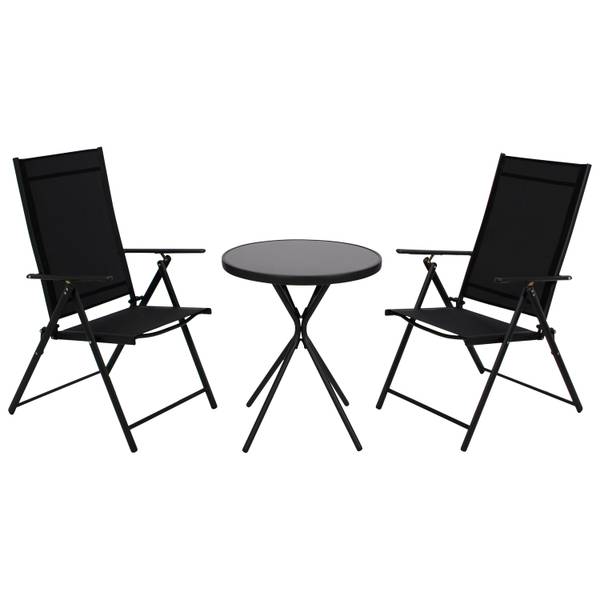 Garnitur MILANO (3-teilig) Anthrazit - Schwarz - Grau - Glas - Metall - Kunststoff