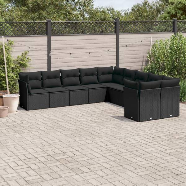 Garten-Lounge-Set 3034269-1 10-teilig Schwarz