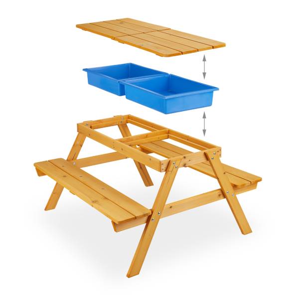 Kindersitzgruppe Holz für Garten Blau - Braun - PVC - 90 x 49 x 85 cm