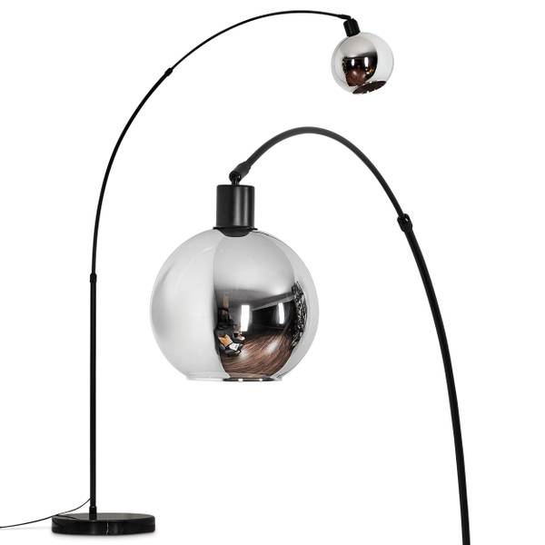 Stehlampe Cesaro Grau - Silber - Aluminium - Klarglas - Marmor - 45 x 170 x 120 cm