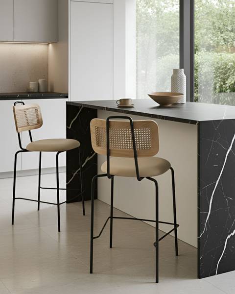Set van 2 barstoelen ADELANTO beige - zwart
