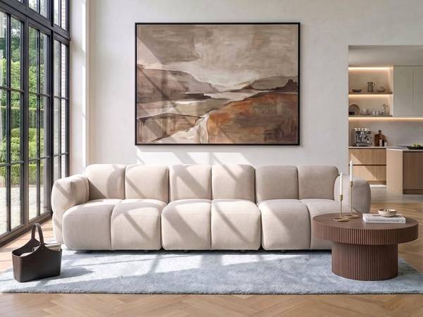 Sofa MAKSABERG 3-tlg Beige - 253 x 87 cm