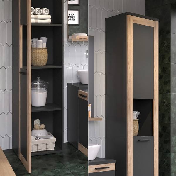 Armoire de salle de bain Niko 51868 Gris - Bois manufacturé - 40 x 195 x 35 cm
