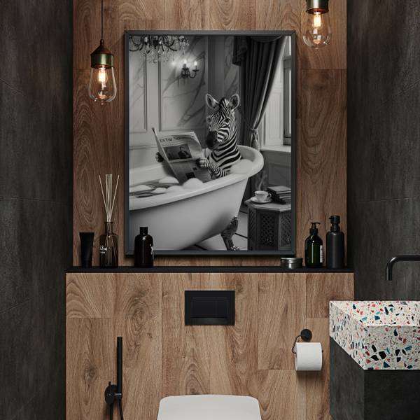 Poster ZEBRA in der Badewanne 20 x 30 x 30 cm