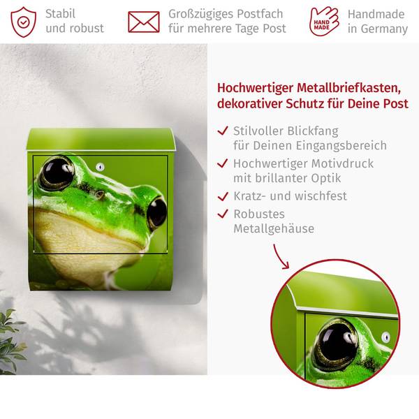 Briefkasten Wetterfrosch Grün - Stahl - 39 x 46 x 13 cm