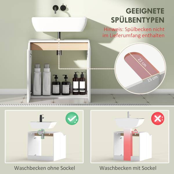 Waschbeckenunterschrank 834-904V90WT Weiß - Holzwerkstoff - 35 x 58 x 60 cm