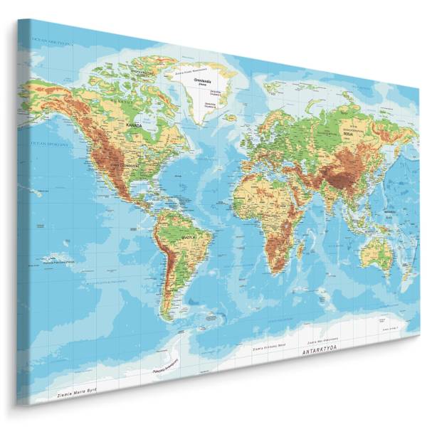 Afbeelding Canvas Wereldkaart GEOGRAFIE 100 x 70 x 70 cm