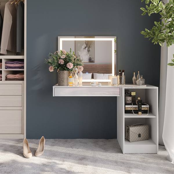 Kaptafel met licht Sherry 57724 wit - plaatmateriaal op houtbasis - 120 x 76 x 51 cm