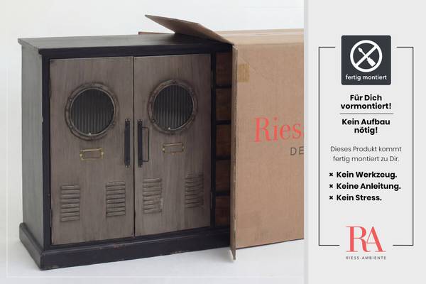 Sideboard NAUTILUS Schwarz - Braun - Grau - Kristallglas - 105 x 79 x 32 cm