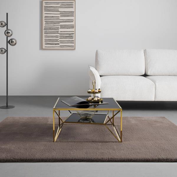 Couchtisch ANGEL II Schwarz - Gold - Glas - Metall - 70 x 38 x 70 cm