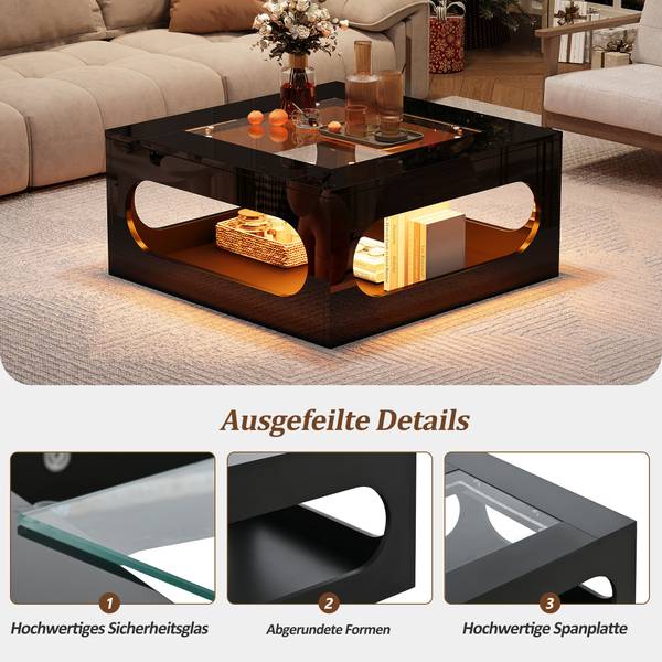 Couchtisch Polygontile Schwarz - Holzwerkstoff - 70 x 35 x 70 cm