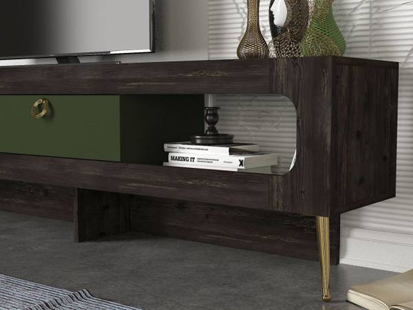 Wohnwand Milandra Rebab Braun Grau - Holzwerkstoff - 180 x 55 x 31 cm