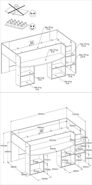 Kinderzimmer Pirouette13 3-teilig Weiß - Holzwerkstoff - 90 x 182 x 200 cm