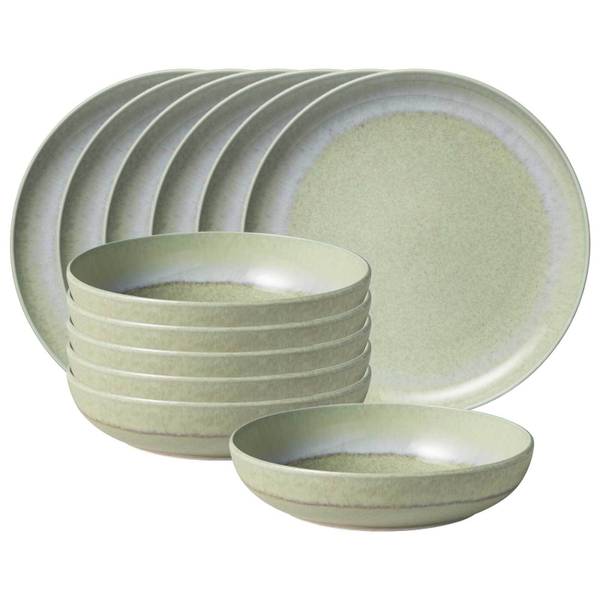 Tafelservice Perlemor Alga 12-teilig Grün - Pinie - 2 x 2 x 2 cm