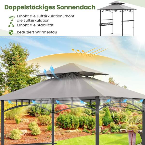 Barbecuepaviljoen ZB33084SDNL grijs - textiel - 153 x 250 x 242 cm