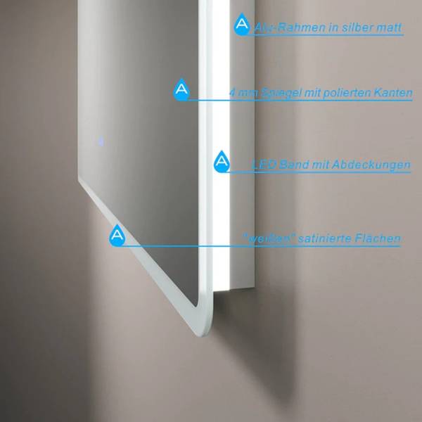 LED Badezimmerspiegel Touch/Wandschalter 80 x 60 cm