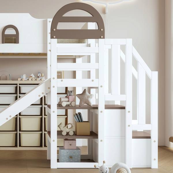 Hochbett Viola Weiß - Holzwerkstoff - Massivholz - 146 x 145 x 257 cm