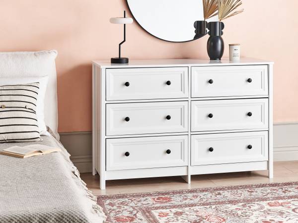 Commode HAZELVALE Noir - Blanc - Bambou - 120 x 80 x 45 cm
