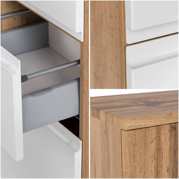 Badmöbel-Set VASTO-03-43 3er-Set Weiß - Spiegelglas - 165 x 200 x 35 cm