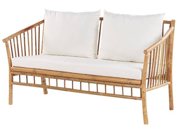 Loungeset MAGGIORE 11-delig bruin - wit - bamboe - 148 x 56 x 67 cm