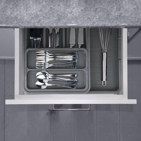 Ausziehbarer Besteckkasten in Dunkelgrau Grau - PVC - 24 x 7 x 32 cm