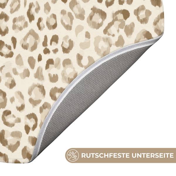 BADEMATTE Leopard Braun - Microfaser - 70 x 70 x 1 cm