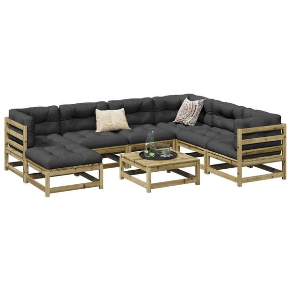 Garten-Lounge-Set 3042340-1 (8-teilig) Braun - Kiefer - 70 x 30 x 70 cm