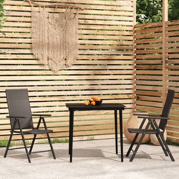 Salle à manger 3099107 (lot de 3) Noir - Aluminium - Acier - Polyéthylène - 80 x 74 x 80 cm