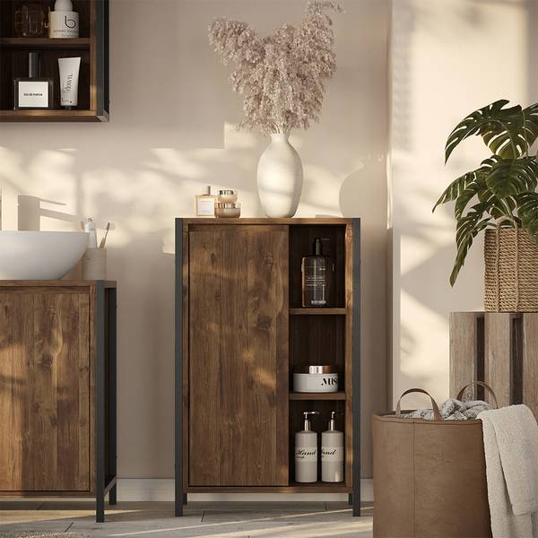 Midischrank Naola 56462 Schwarz - Braun - Holzwerkstoff - 50 x 80 x 28 cm