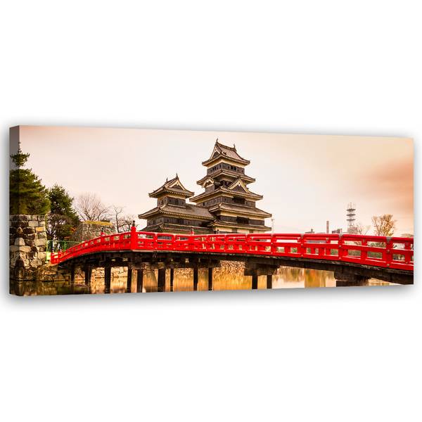 Wandbild japanische brücke und burg 90 x 30 cm