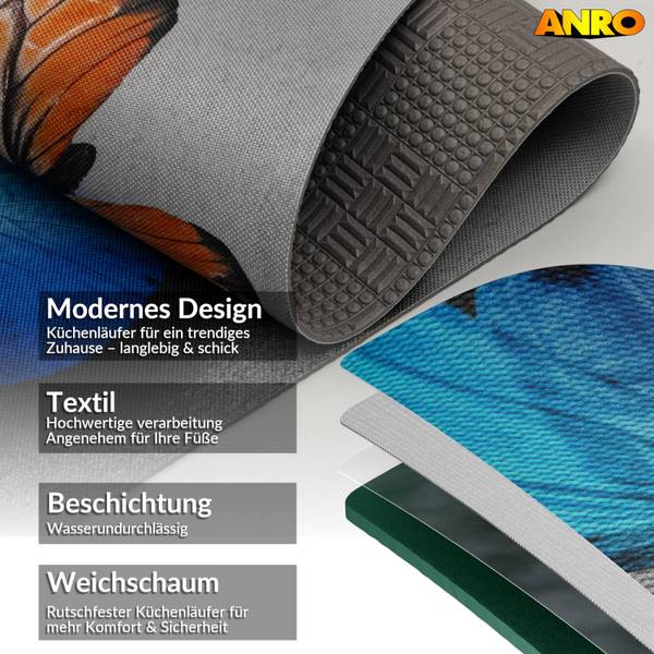 Küchenläufer Schmetterlinge Tiefe: 140 cm