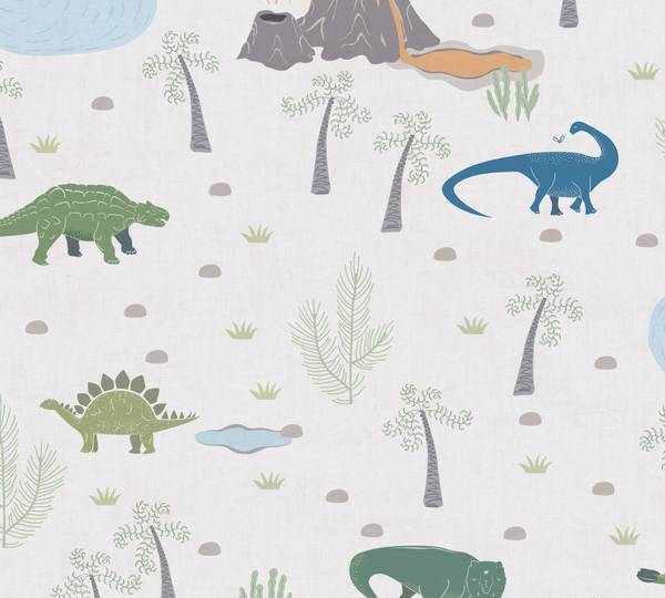 Vliestapete 4659 Dinos Kinder modern Blau - Grün - Fleece - 53 x 1005 x 1 cm