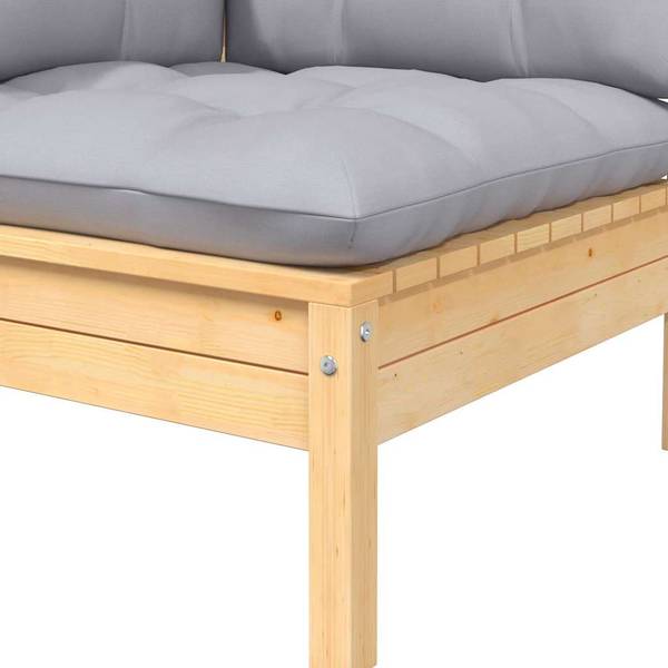 Gartensofa 3012138-15 2-teilig Braun - Grau - Kiefer - 127 x 62 x 63 cm