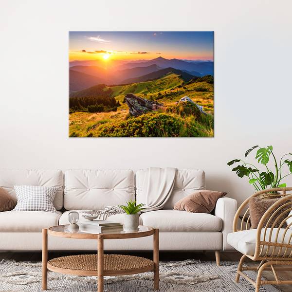 Wandbild Landschaften Grün - Polyester - 90 x 60 x 3 cm