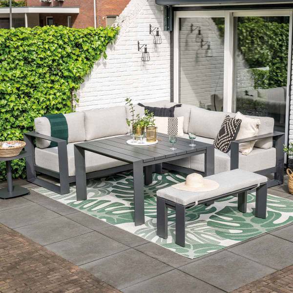 Loungetafel Malakka grijs - aluminium - 112 x 68 x 112 cm