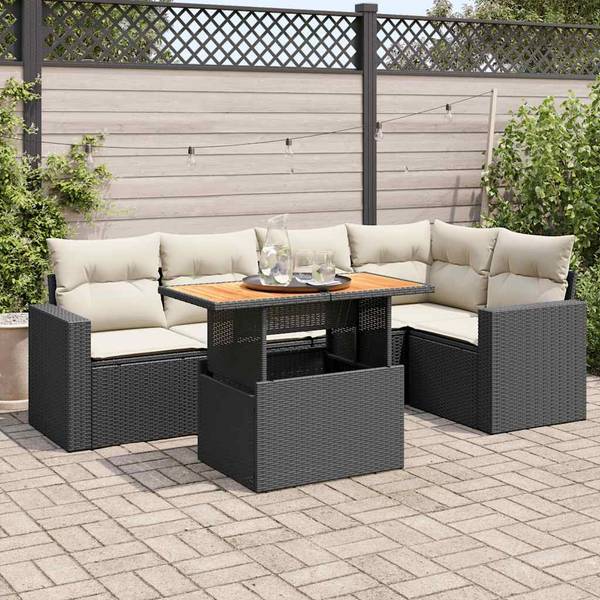 Tuin Bankstel 3037044-4 set van 6 zwart - crèmekleurig