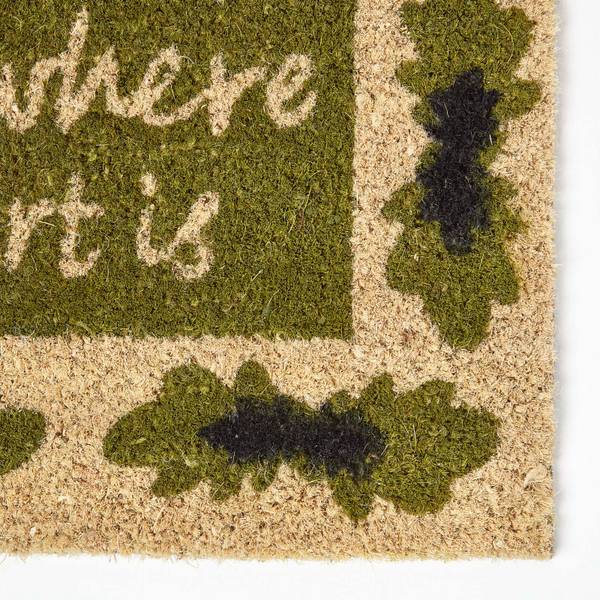Fussmatte Home is where the Heart Grün - Textil - 40 x 1 x 70 cm